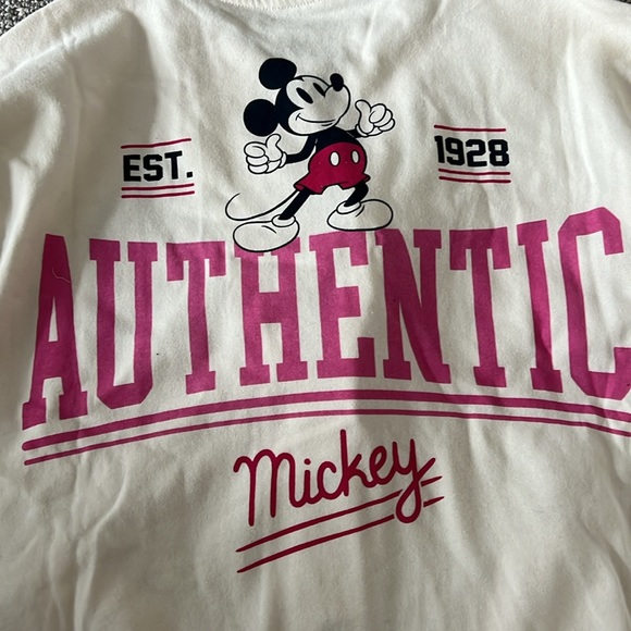 Classic Disney Embroidered Mickey Mouse Bomber Varsity Jacket Top Cream Pink - Picture 9 of 12